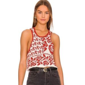 FREE PEOPLE boho red and white sweater vest. brand new with tags